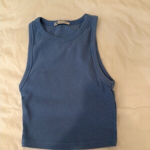 Zara Women’s Blue High Neck Crop Top